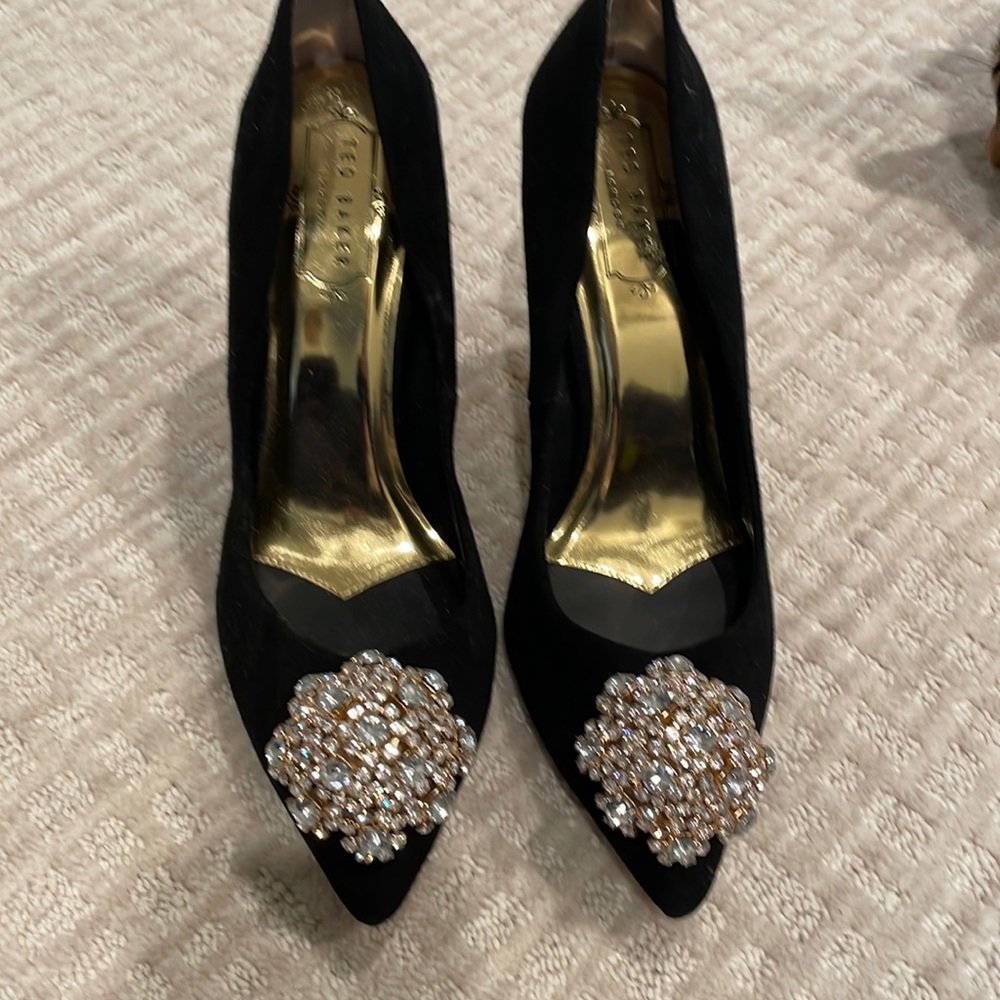 New Ted Baker Black Suede with Gold Heel